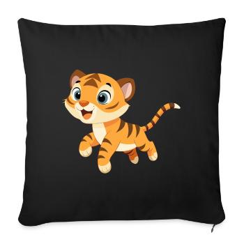 Baby Tiger Player with Big Eyes (v02) - Sofa pillowcase 17,3'' x 17,3'' (45 x 45 cm) - black - Front