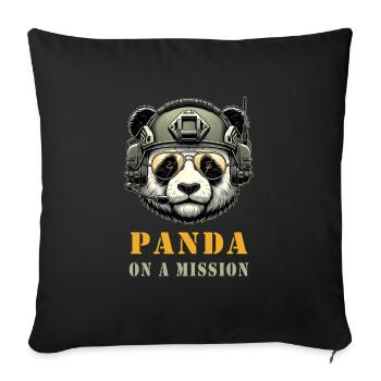 Panda in Mission / Militär - Sofakissenbezug 45 x 45 cm - Schwarz - Vorne