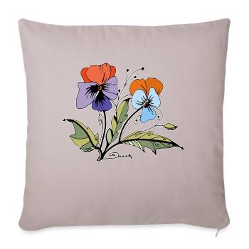 Fleur - Housse de coussin décorative 45 x 45 cm - taupe clair - Devant
