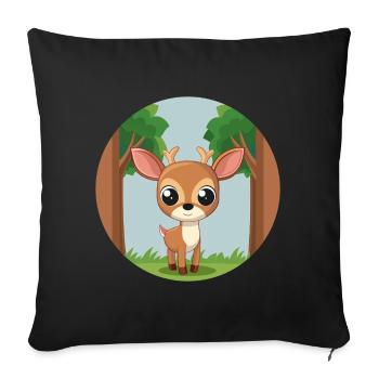 Adorable Little Fawn in the Forest (v03) - Sofa pillowcase 17,3'' x 17,3'' (45 x 45 cm) - black - Front