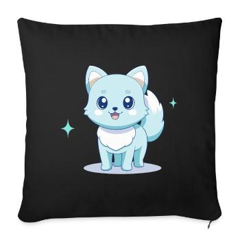 Adorable chien spitz bleu au regard joyeux - Housse de coussin décorative 45 x 45 cm - noir - Devant