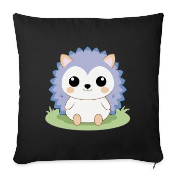 Baby hedgehog sitting in the garden - Sofa pillowcase 17,3'' x 17,3'' (45 x 45 cm) - black - Front