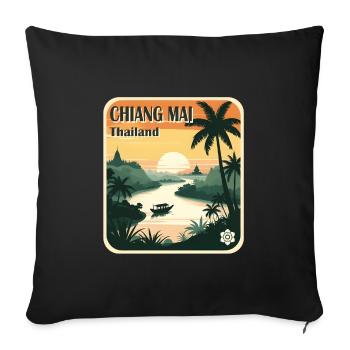 Chiang Mai Thailan - Sofa pillowcase 17,3'' x 17,3'' (45 x 45 cm) - black - Front