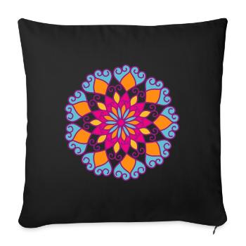 Mandala Yoga Fleur Ornement Inde Yogi Méditation - Housse de coussin décorative 45 x 45 cm - noir - Devant