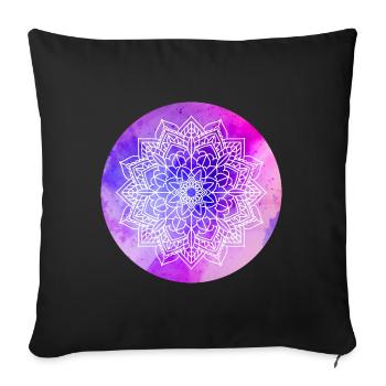 Yoga Mandala Violet Watercolor Circle Meditation om - Sofa pillowcase 17,3'' x 17,3'' (45 x 45 cm) - black - Front