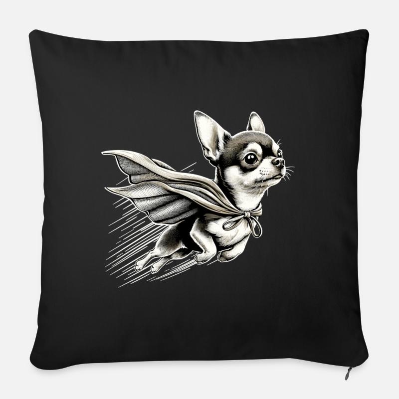 Super Hund Chihuahua Held Cape Chi Chis Geschenk - Sofakissenbezug 45 x 45 cm - Schwarz