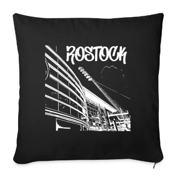 Vue sur le stade Rostock Skyline - Housse de coussin décorative 45 x 45 cm - noir - Devant