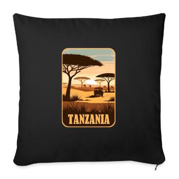 Tanzanie Afrique Safari - Housse de coussin décorative 45 x 45 cm - noir - Devant