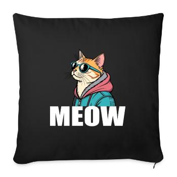 Cool cat design in pop art style for everyone - Sofa pillowcase 17,3'' x 17,3'' (45 x 45 cm) - black - Front