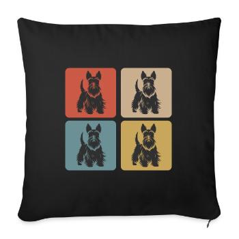 Scottish Terrier Vintage Design - Sofa pillowcase 17,3'' x 17,3'' (45 x 45 cm) - black - Front