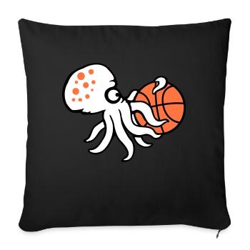 Octopus basket-ball jouant au ballon tenant le passe-temps sportif - Housse de coussin décorative 45 x 45 cm - noir - Devant