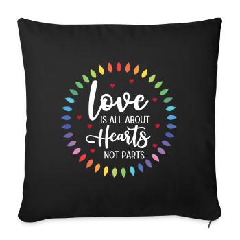 LGBTQ Pride Month - Love is All About Hearts - Sofa pillowcase 17,3'' x 17,3'' (45 x 45 cm) - black - Front