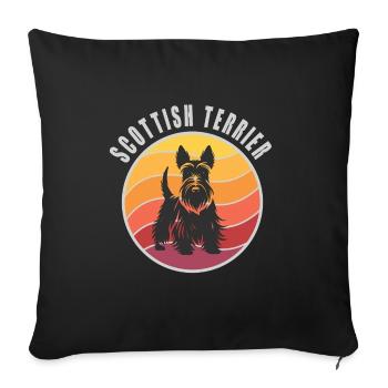 Terrier écossais vintage coucher de soleil - Housse de coussin décorative 45 x 45 cm - noir - Devant