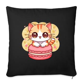 chibi cat - Housse de coussin décorative 45 x 45 cm - noir - Devant