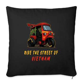 Vietnam Tuk-Tuk Racing - Sofa pillowcase 17,3'' x 17,3'' (45 x 45 cm) - black - Front