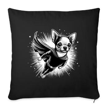 Super chien Chihuahua héros Cape Chi Chis cadeau - Housse de coussin décorative 45 x 45 cm - noir - Devant