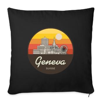 Geneva Skyline Sunset - Sofa pillowcase 17,3'' x 17,3'' (45 x 45 cm) - black - Front