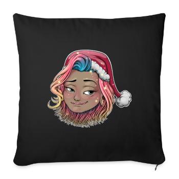 Whimsical Holiday Girl Illustration - Sofa pillowcase 17,3'' x 17,3'' (45 x 45 cm) - black - Front