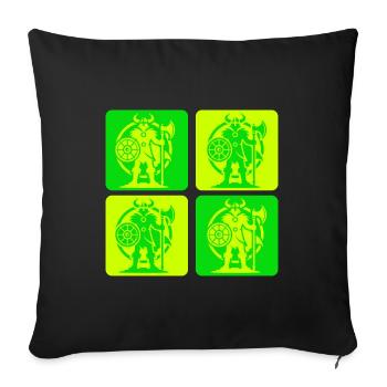 Silhouette viking nordique - Housse de coussin décorative 45 x 45 cm - noir - Devant