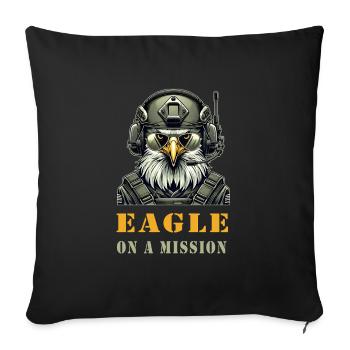 Aigle militaire en mission - Housse de coussin décorative 45 x 45 cm - noir - Devant