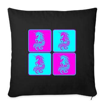 Licorne magique Pop Art - Housse de coussin décorative 45 x 45 cm - noir - Devant