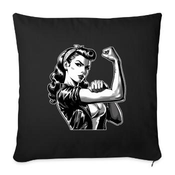 Femme Cool Fort Rockabilly Style Cadeau Graphique - Housse de coussin décorative 45 x 45 cm - noir - Devant