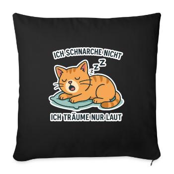 Snoring Cat — Funny Sleep Motif - Sofa pillowcase 17,3'' x 17,3'' (45 x 45 cm) - black - Front
