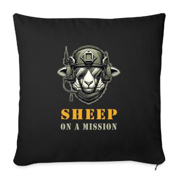 Des moutons en mission - Housse de coussin décorative 45 x 45 cm - noir - Devant