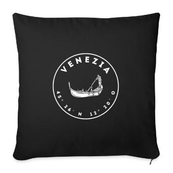 Venedig mit Gondel und Koordinaten - Sofakissenbezug 45 x 45 cm - Schwarz - Vorne