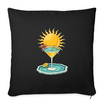 Summer Cocktail Vibes – Tropical Drink with Sun Il - Sofa pillowcase 17,3'' x 17,3'' (45 x 45 cm) - black - Front