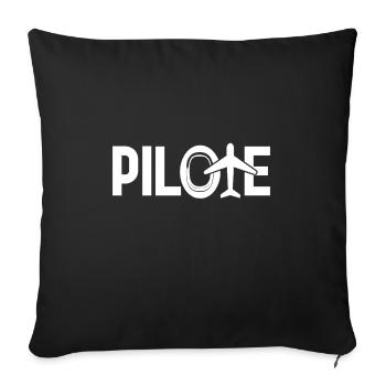 PILOTE ! (avion, aviation) - Housse de coussin décorative 45 x 45 cm - noir - Devant