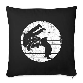 Dessin de judoka - Housse de coussin décorative 45 x 45 cm - noir - Devant