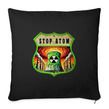 Stop Atom Crest Design - Sofa pillowcase 17,3'' x 17,3'' (45 x 45 cm) - black - Front