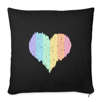 Rainbow Heart Pastel Colors Pride Month LGBTQ+ - Sofa pillowcase 17,3'' x 17,3'' (45 x 45 cm) - black - Front