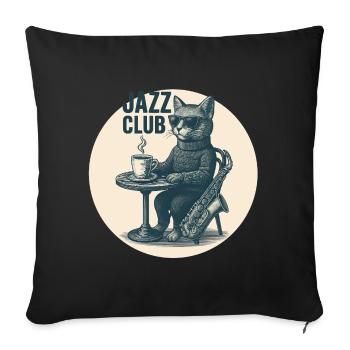 Chat de jazz cool avec saxophone - Vintage Club - Housse de coussin décorative 45 x 45 cm - noir - Devant