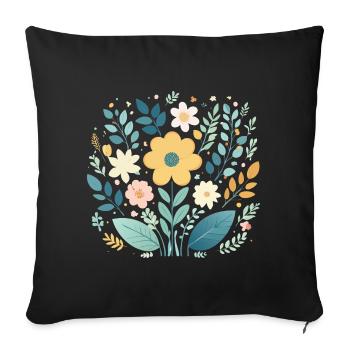 Gentle Pastel Floral Bloom - Boho Botanical - Sofa pillowcase 17,3'' x 17,3'' (45 x 45 cm) - black - Front