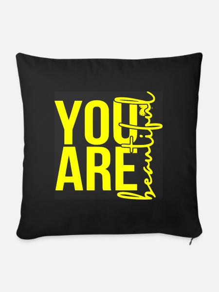 You Are Beautiful - Yellow - Sofakissenbezug 45 x 45 cm - Schwarz