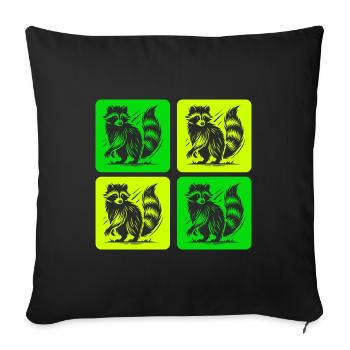 Stylish raccoon retro design - Sofa pillowcase 17,3'' x 17,3'' (45 x 45 cm) - black - Front
