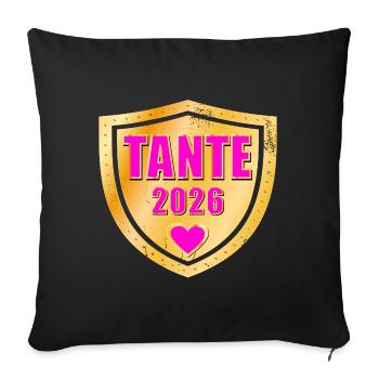 FAIRE-PART BÉBÉ TANTE 2026 NAISSANCE - Housse de coussin décorative 45 x 45 cm - noir - Devant