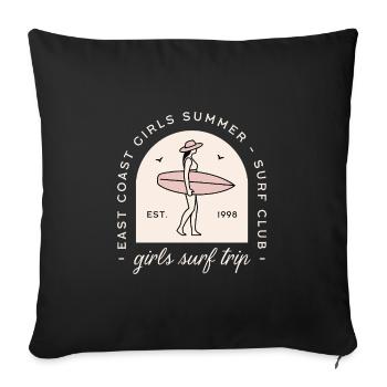 Girls surf trip surfer club summer retro - Sofa pillowcase 17,3'' x 17,3'' (45 x 45 cm) - black - Front