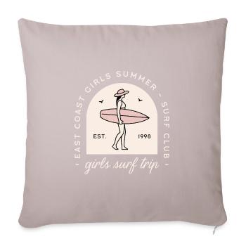 Surf voyage entre filles été surfer club retro - Housse de coussin décorative 45 x 45 cm - taupe clair - Devant