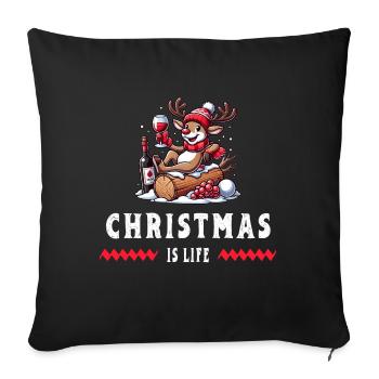 Reindeer with Wine – Christmas Vibes - Sofa pillowcase 17,3'' x 17,3'' (45 x 45 cm) - black - Front