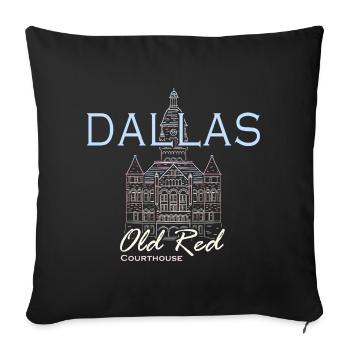 Dallas, Dessin à la main Landmark, Texas, Amérique - Housse de coussin décorative 45 x 45 cm - noir - Devant