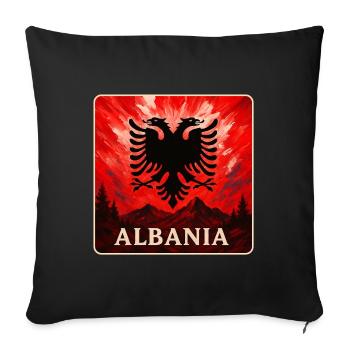 Albania Double Eagle Design - Sofa pillowcase 17,3'' x 17,3'' (45 x 45 cm) - black - Front