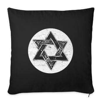 Star of David decorated in white circle - Sofa pillowcase 17,3'' x 17,3'' (45 x 45 cm) - black - Front