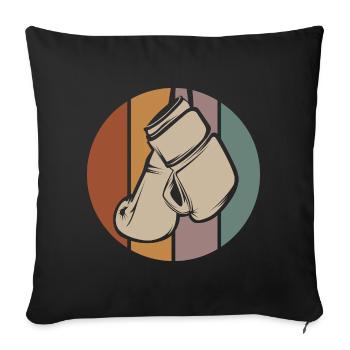 Gants de boxe rétro comme logo - Symbole de boxe vintage - Housse de coussin décorative 45 x 45 cm - noir - Devant