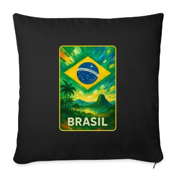 Brazil Flags Landscape Design - Sofa pillowcase 17,3'' x 17,3'' (45 x 45 cm) - black - Front