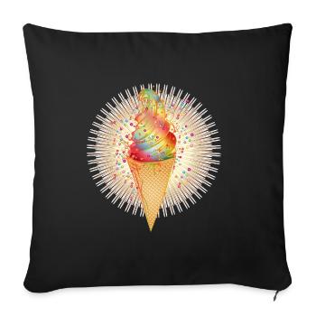 Cheerful soft cream motif with rainbow colours - Sofa pillowcase 17,3'' x 17,3'' (45 x 45 cm) - black - Front