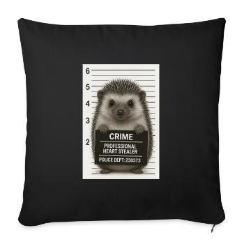 Criminal hedgehog - Sofa pillowcase 17,3'' x 17,3'' (45 x 45 cm) - black - Front
