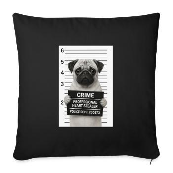Criminal pug - Sofa pillowcase 17,3'' x 17,3'' (45 x 45 cm) - black - Front